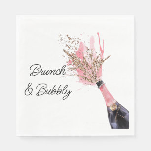 Brunch and Bubbly Pink Champagne Bridal Shower Napkin