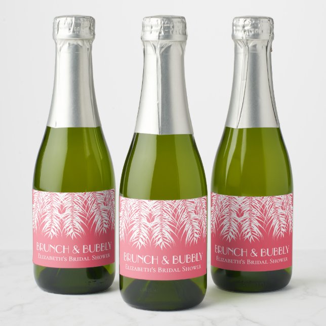 Brunch and Bubbly Pink Mini Sparkling Wine Label (Bottles)