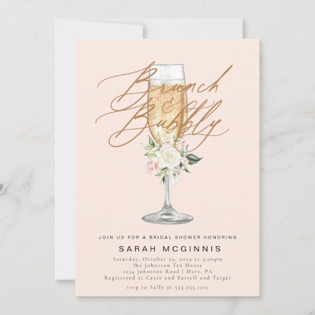Brunch and Bubbly Prosecco Champagne Shower Invite (Front)