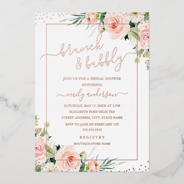 Brunch And Bubbly REAL ROSE GOLD Bridal Shower (Front)