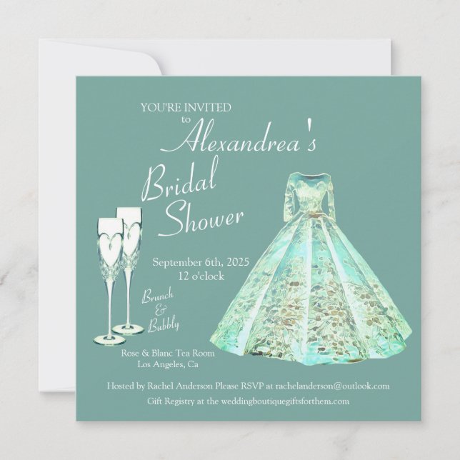Brunch and Bubbly Sage Green Bridal Shower  Invitation (Front)