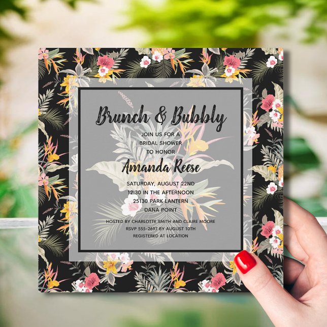 Brunch and Bubbly Tropical Bridal Shower Invitation (Brunch and Bubbly tropical bridal shower invitations - INSTANT DOWNLOAD and/or PRINTED)