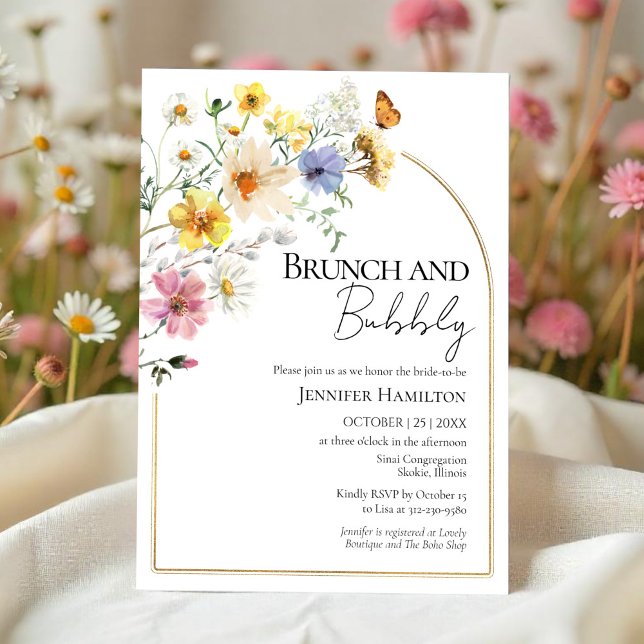 Brunch and Bubbly | Wildflower Boho Bridal Shower Invitation (Creator Uploaded)