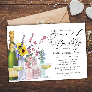 Brunch and Bubbly Wildflowers and Champagne Invitation