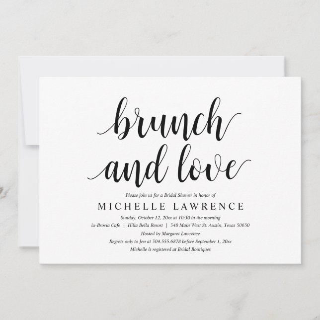 Brunch and Love, Modern Bridal Shower Celebration  Invitation (Front)