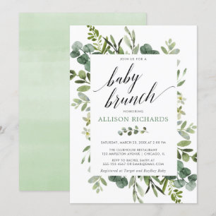 Brunch baby shower gender neutral eucalyptus invitation