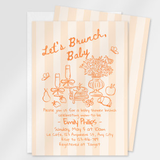 Brunch Baby Shower Invitation | Orange Stripes