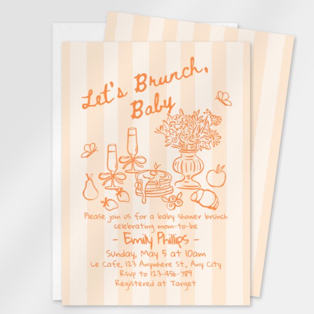 Brunch Baby Shower Invitation | Orange Stripes (Creator Uploaded)