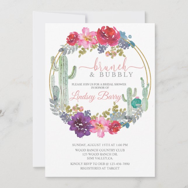 BRUNCH, BRIDAL SHOWER, DESERT THEME, FLORAL (Front)