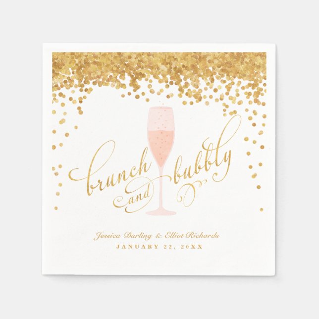 Brunch & Bubbly Bachelorette Engagement Brunch Napkin (Front)