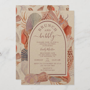 Brunch & Bubbly Beach Seashells Bridal Shower Invitation