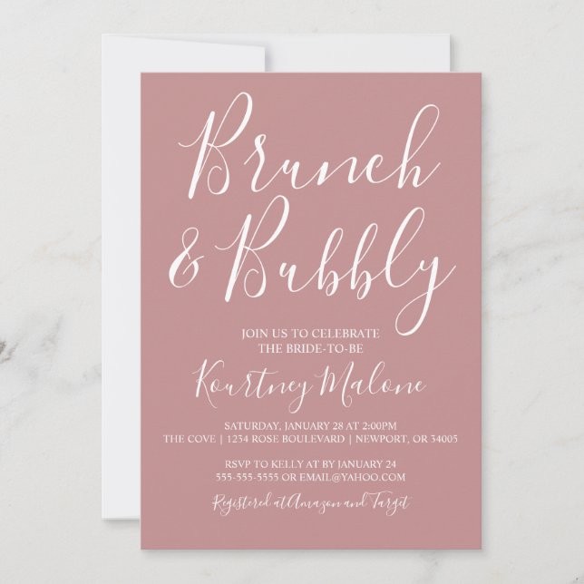 Brunch & Bubbly Blush Bridal Shower Invitation (Front)
