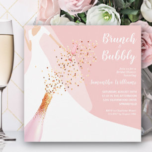 Brunch Bubbly Blush Pink Bridal Shower Invitation