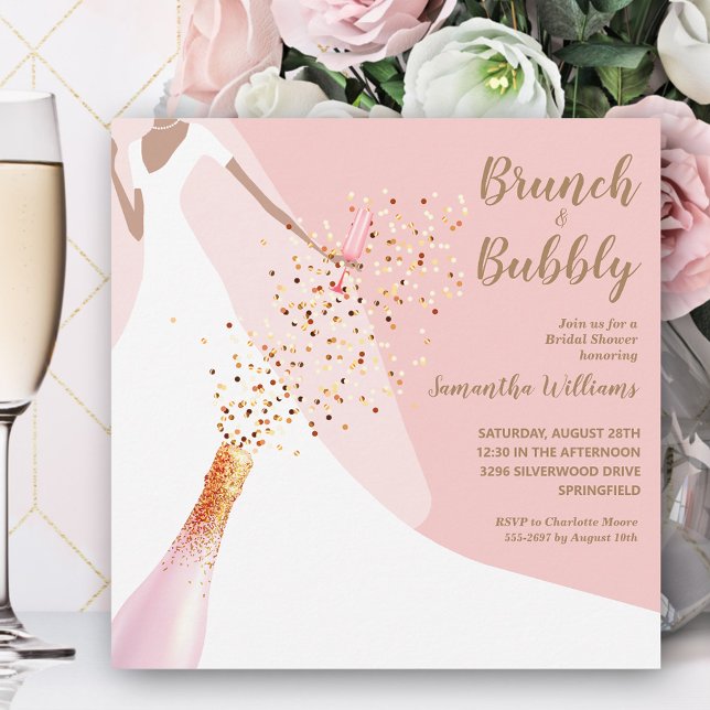 Brunch Bubbly Blush Pink Bridal Shower Invitation (Creator Uploaded)