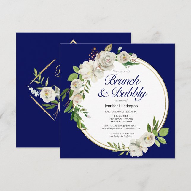 Brunch & Bubbly Bridal Shower Boho Invitation (Front/Back)