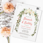 Brunch & Bubbly Bridal Shower Boho Invitation Postcard<br><div class="desc">An elegant boho floral bouquet with accents of coral and ivory with botanical leafing. Happy and lighthearted; perfect for an outdoor themed bridal shower brunch. Need help choosing a different colour or font? We love to help! Feel free to email us at cwedberg@msn.com and we can assist you with your...</div>