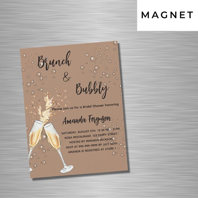Brunch Bubbly Bridal Shower bubbles latte luxury Magnetic Invitation (Creator Uploaded)