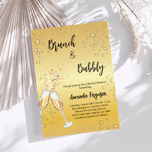 Brunch Bubbly Bridal Shower cheers gold Invitation