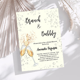 Brunch Bubbly Bridal Shower cheers ivory Invitation