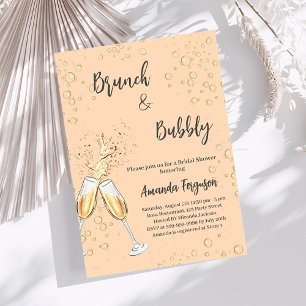 Brunch Bubbly Bridal Shower cheers peach Invitation