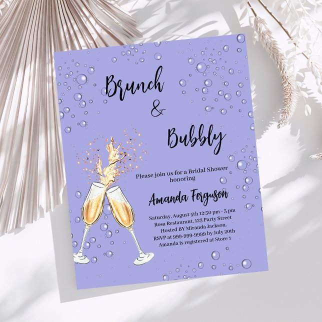 Brunch Bubbly Bridal Shower dusty blue invitation (Creator Uploaded)