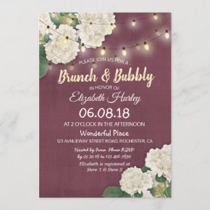 Brunch & Bubbly Bridal Shower Floral String Lights Invitation