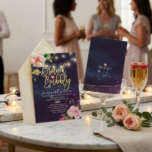 Brunch & Bubbly Bridal Shower Floral String Lights Invitation