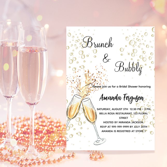 Brunch Bubbly Bridal Shower gold glamourous Invitation (Creator Uploaded)