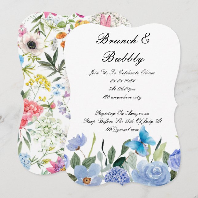 BRUNCH & BUBBLY BRIDAL SHOWER INVITATION (Front/Back)