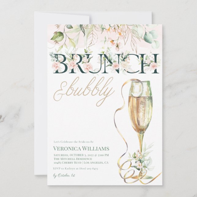 Brunch & Bubbly Bridal Shower Invitation (Front)