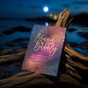 Brunch Bubbly Bridal Shower Night Star Sky Galaxy Invitation