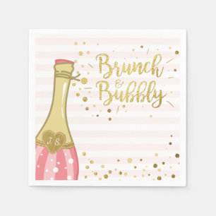 Brunch & Bubbly Bridal shower Paper Napkin Gold