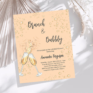 Brunch Bubbly Bridal Shower peach invitation