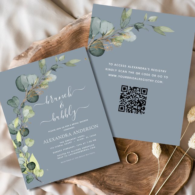 Brunch & Bubbly Bridal Shower QR Code Invitation (Creator Uploaded)