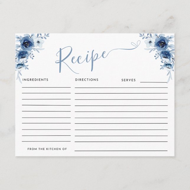 BRUNCH & BUBBLY Bridal Shower Recipe Request Enclosure Card (Front)