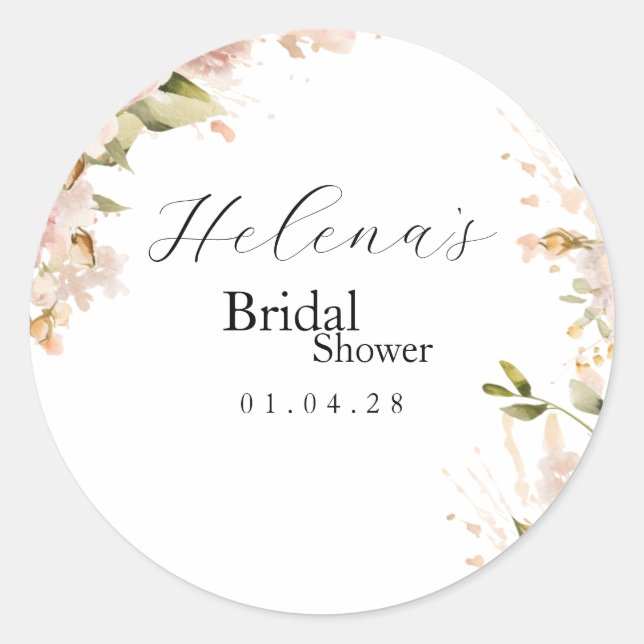 Brunch & Bubbly Bridal Shower Sticker | Floral (Front)