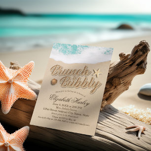 Brunch Bubbly Bridal Shower Summer Beach Starfish Invitation