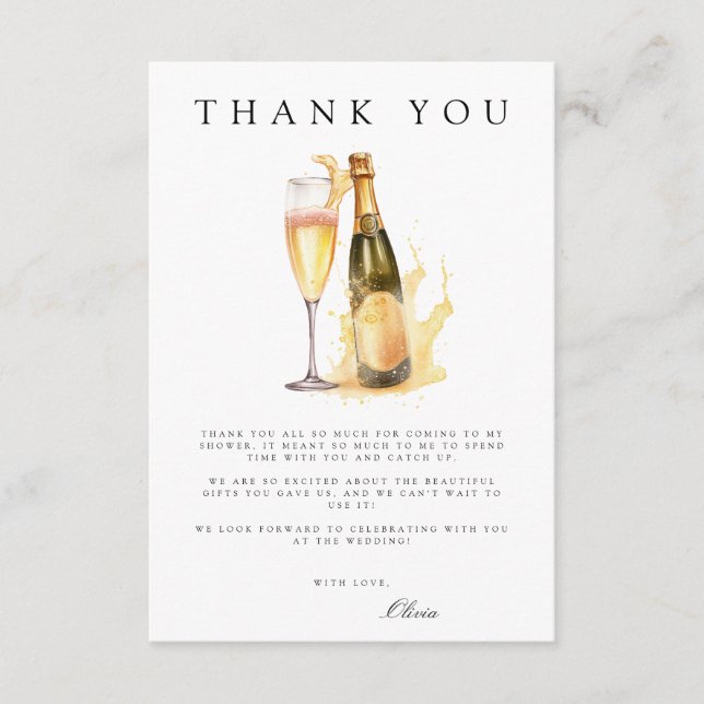 Brunch & Bubbly Bridal Shower Thank You Card (Front)