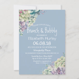 Brunch & Bubbly Bridal Shower Watercolor Succulent Invitation