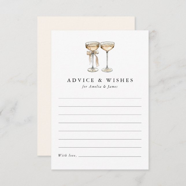 Brunch & Bubbly Champagne Bridal Shower Advice Card (Front/Back)