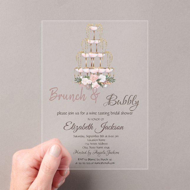  Brunch & Bubbly Champagne Glass Bridal Shower   Acrylic Invitations (Insitu (Handheld))