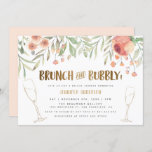 Brunch & Bubbly Champagne & Gold Bridal Shower Invitation<br><div class="desc">It's time to celebrate the bride-to-be, so let's have brunch and pop the bubbly! This design features cute watercolor flowers at the top of the design with "Brunch & Bubbly" underneath, cut out in gold glitter. The typography is a blend of modern lettering and all caps hand-written script. On either...</div>