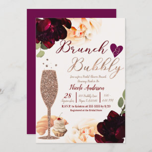 Brunch & Bubbly Champagne Rose Gold Bridal Shower Invitation