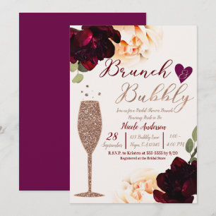 Brunch & Bubbly Champagne Rose Gold Bridal Shower Invitation