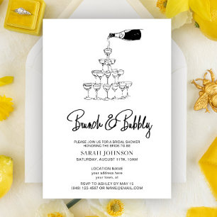 Brunch & Bubbly Champagne Typography Bridal Shower Invitation