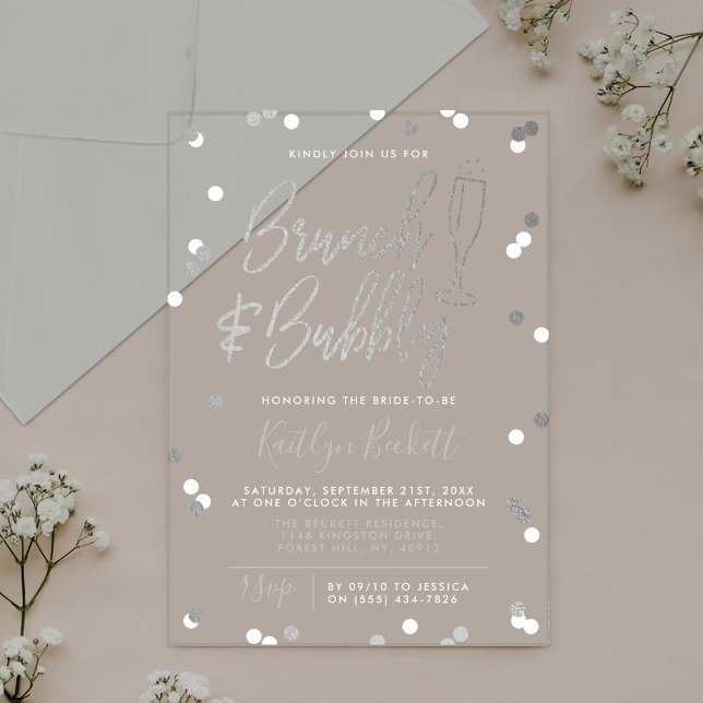 Brunch & Bubbly Confetti Bridal Shower Acrylic Invitations (Creator Uploaded)