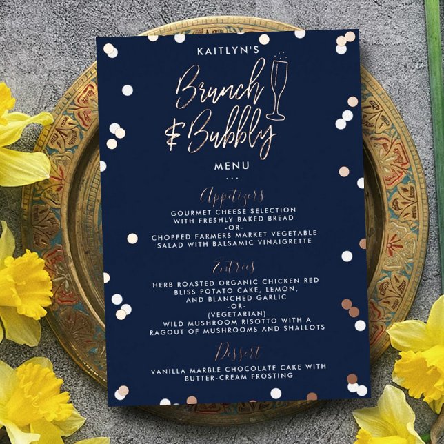 Brunch & Bubbly Confetti Bridal Shower Menu Card (Creator Uploaded)