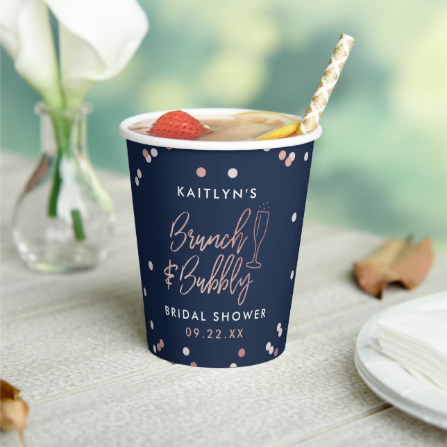 Brunch & Bubbly Confetti Bridal Shower Paper Cups (Insitu)