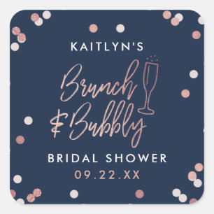 Brunch & Bubbly Confetti Bridal Shower Square Sticker
