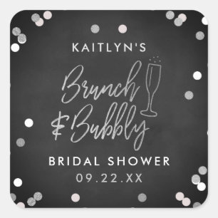 Brunch & Bubbly Confetti Bridal Shower Square Sticker